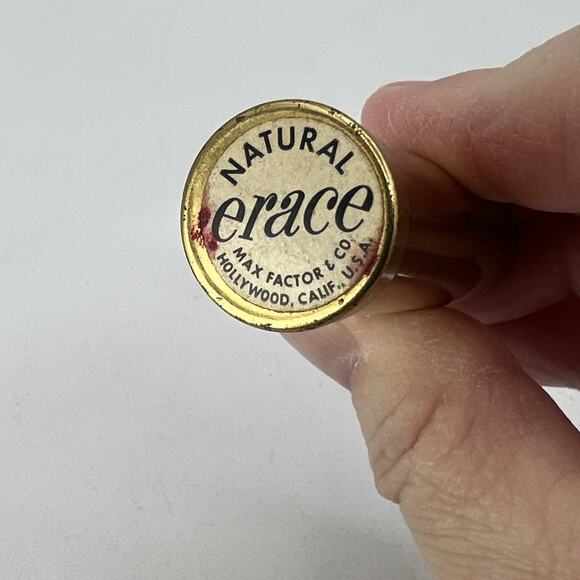 Vintage Max Factor Erace NATURAL Cover Up Concealer Gold Brass Tube NOS - Picture 5 of 7